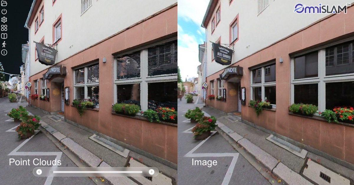 ハイデルベルク市街地の完成点群の俯瞰ビュー